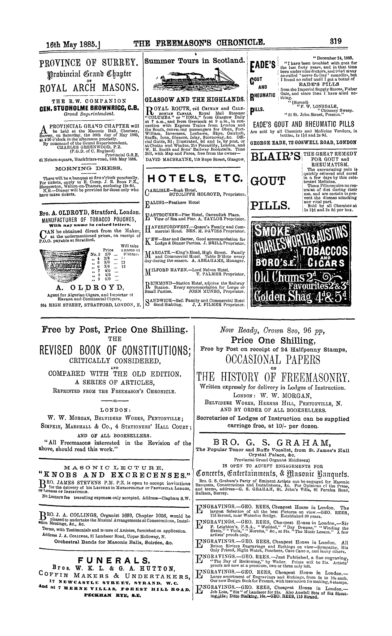 The Freemason's Chronicle: 1885-05-16 - Ad01502