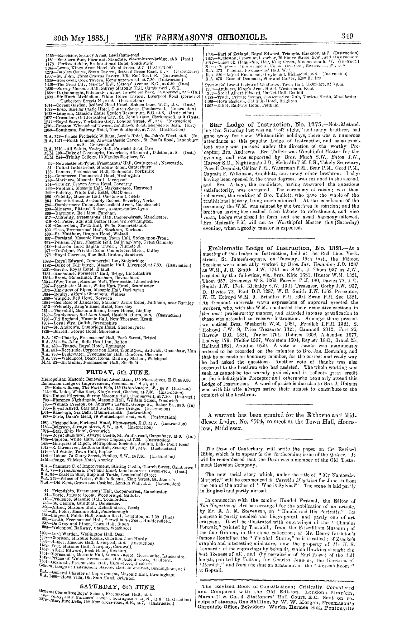 The Freemason's Chronicle: 1885-05-30: 13