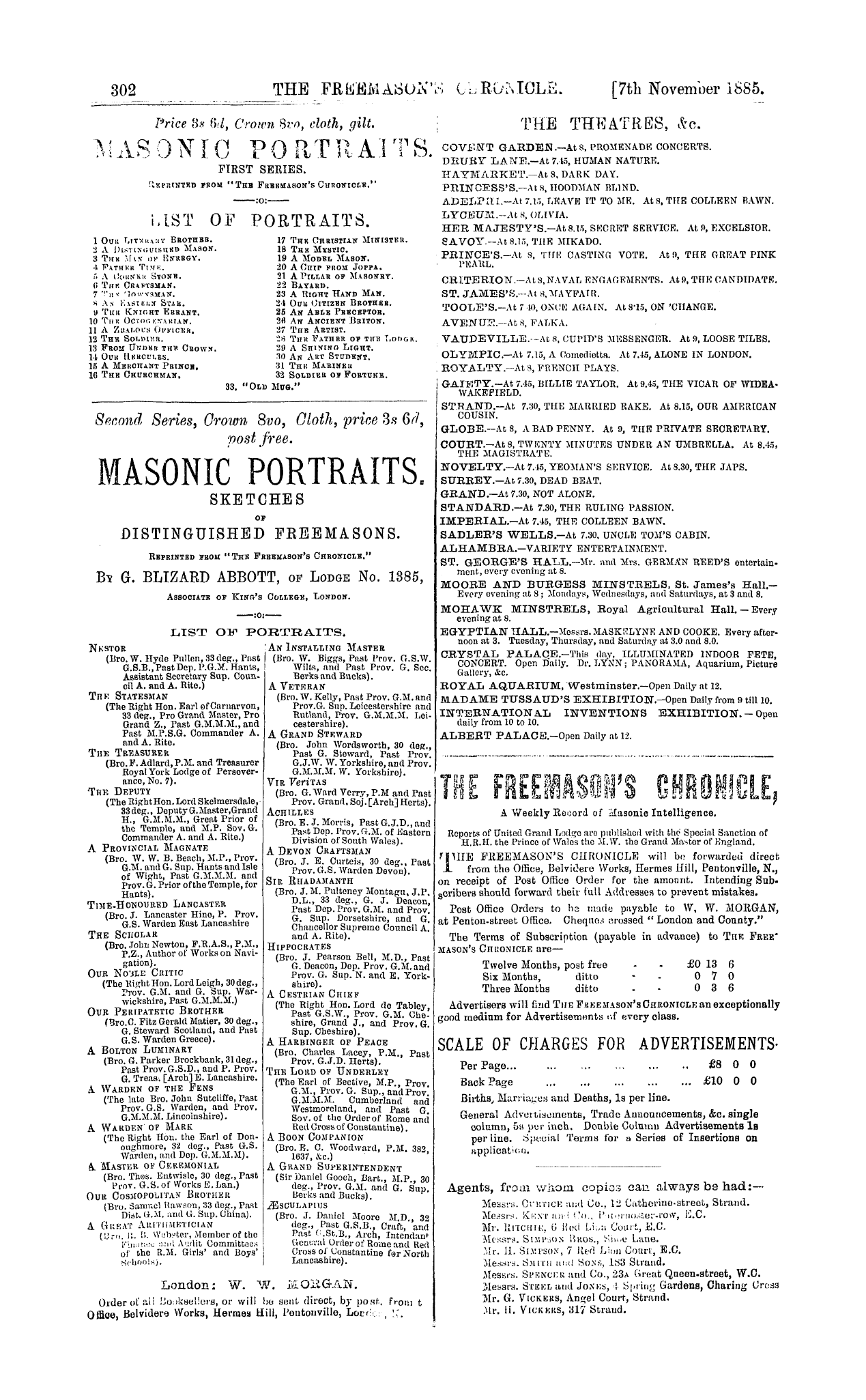 The Freemason's Chronicle: 1885-11-07 - Ad01403