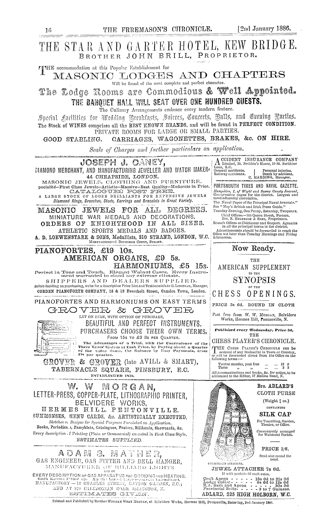The Freemason's Chronicle: 1886-01-02 - Ad01600