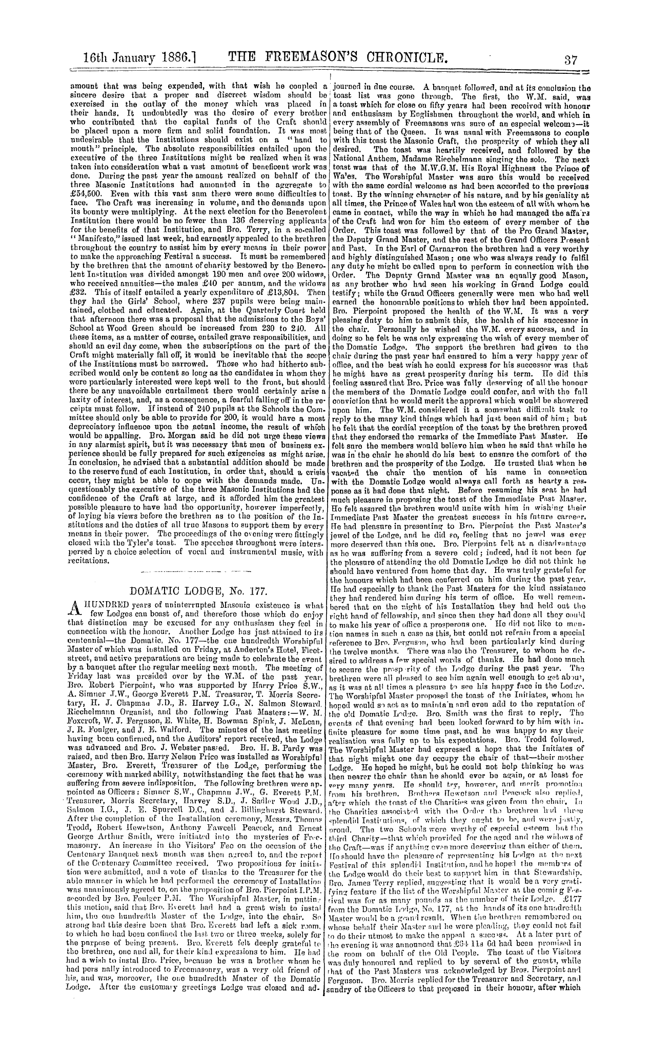 The Freemason's Chronicle: 1886-01-16: 5