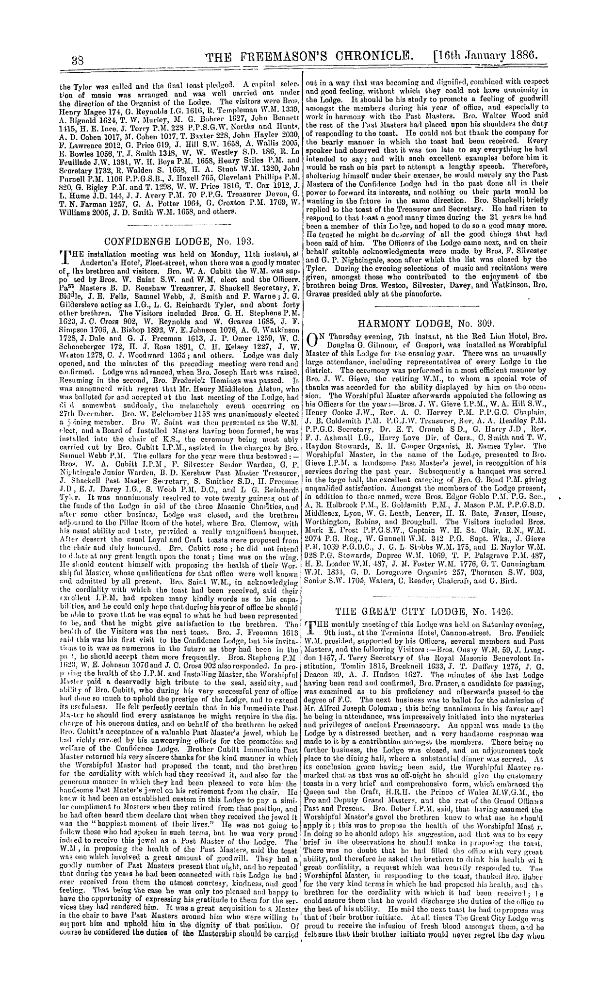 The Freemason's Chronicle: 1886-01-16: 6