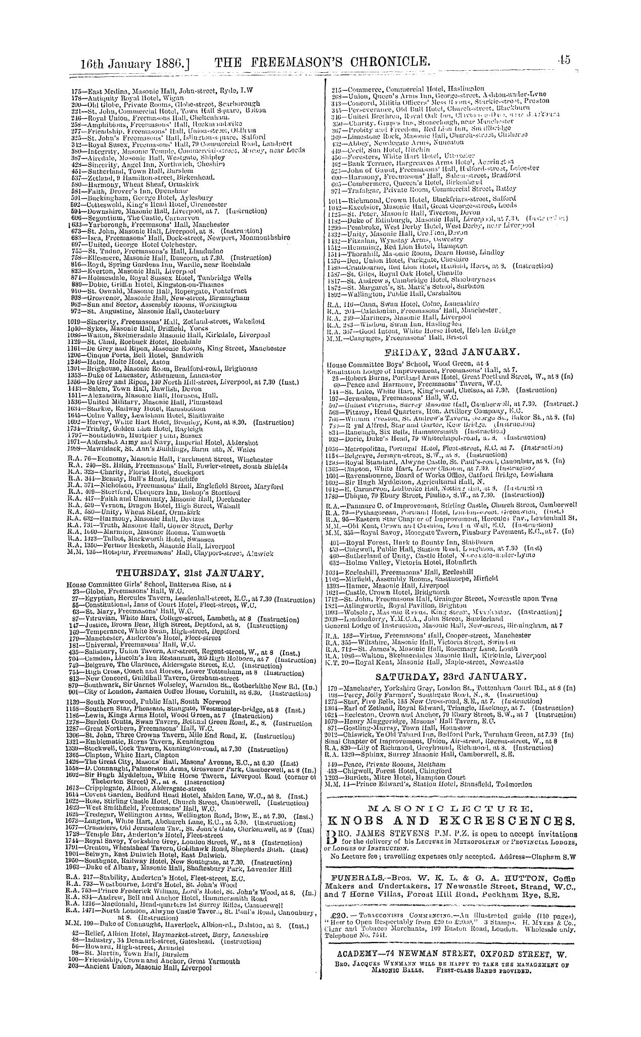 The Freemason's Chronicle: 1886-01-16 - Ad01302