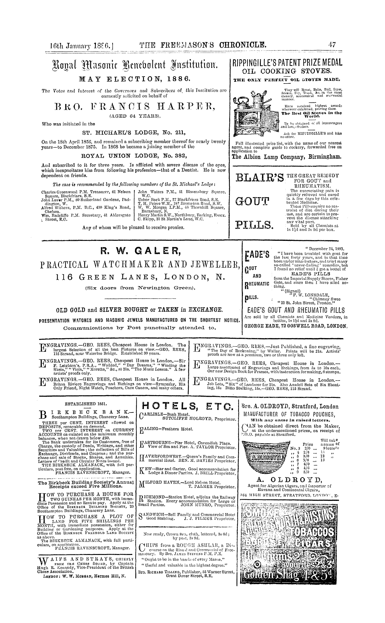 The Freemason's Chronicle: 1886-01-16 - Ad01504