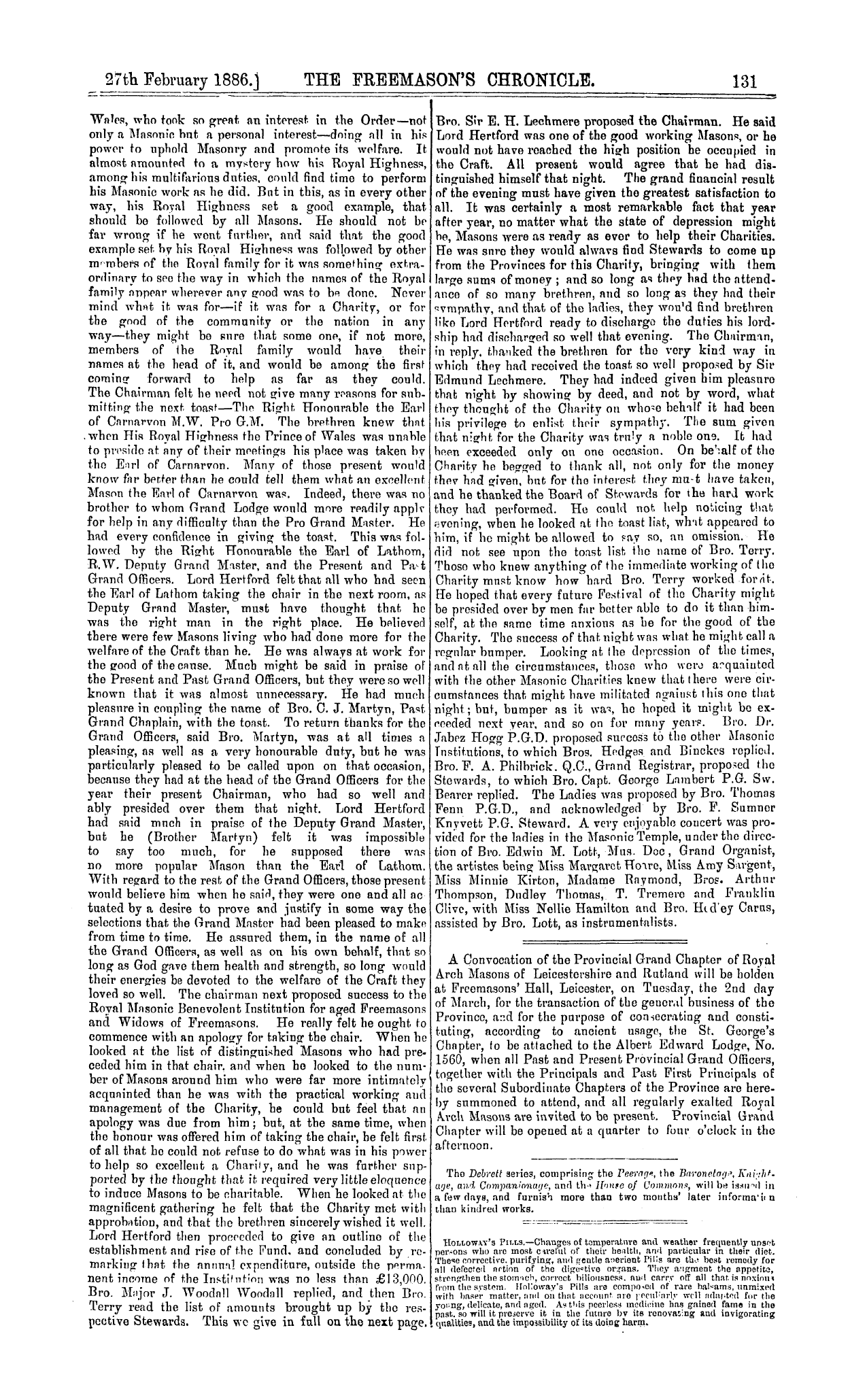 The Freemason's Chronicle: 1886-02-27: 3