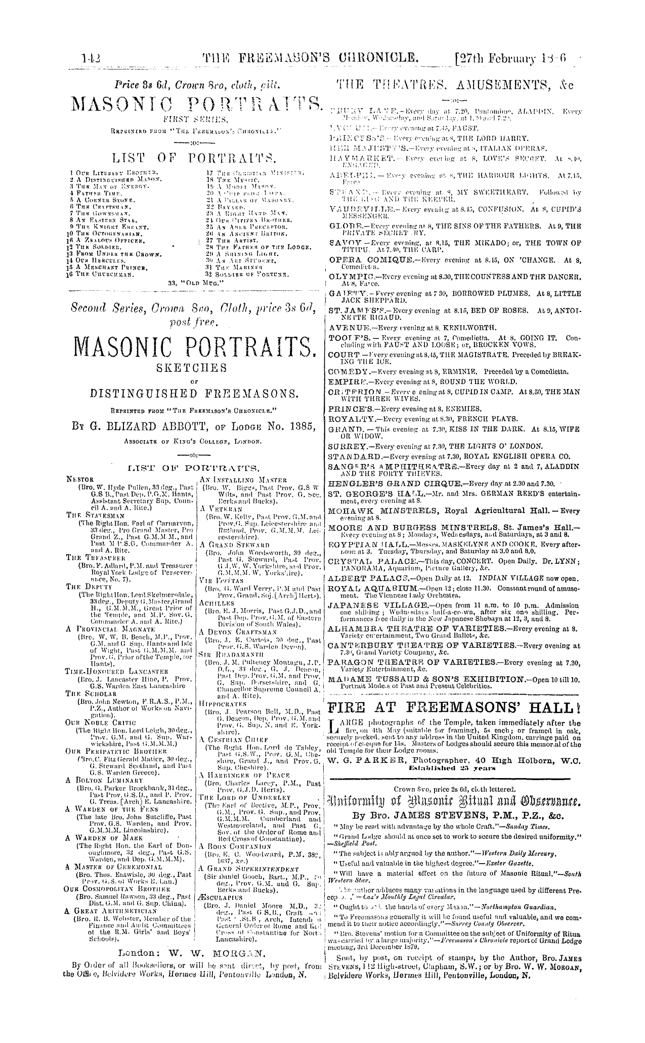 The Freemason's Chronicle: 1886-02-27 - Ad01404