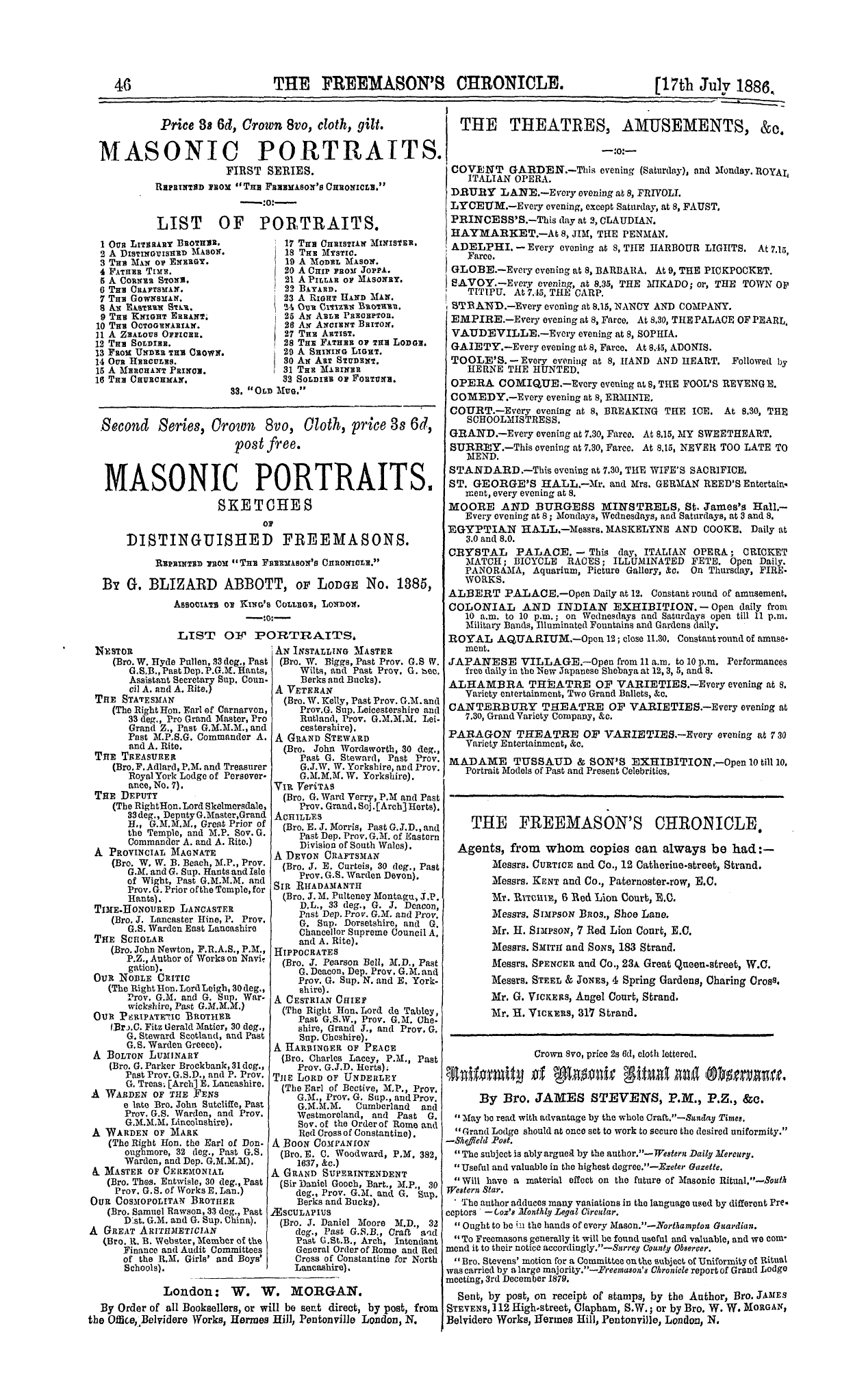 The Freemason's Chronicle: 1886-07-17 - Ad01404