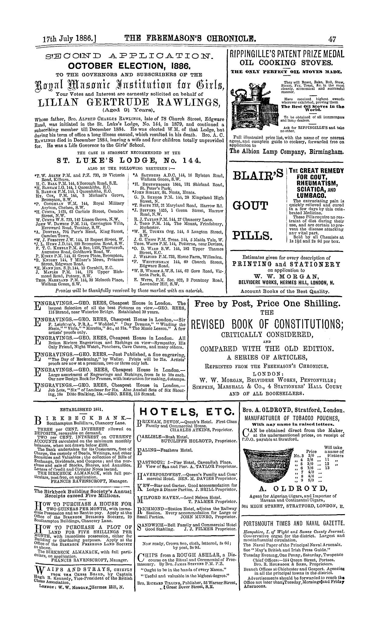 The Freemason's Chronicle: 1886-07-17 - Ad01501