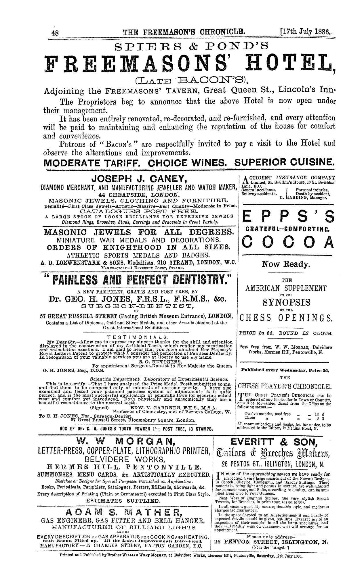 The Freemason's Chronicle: 1886-07-17 - Ad01606