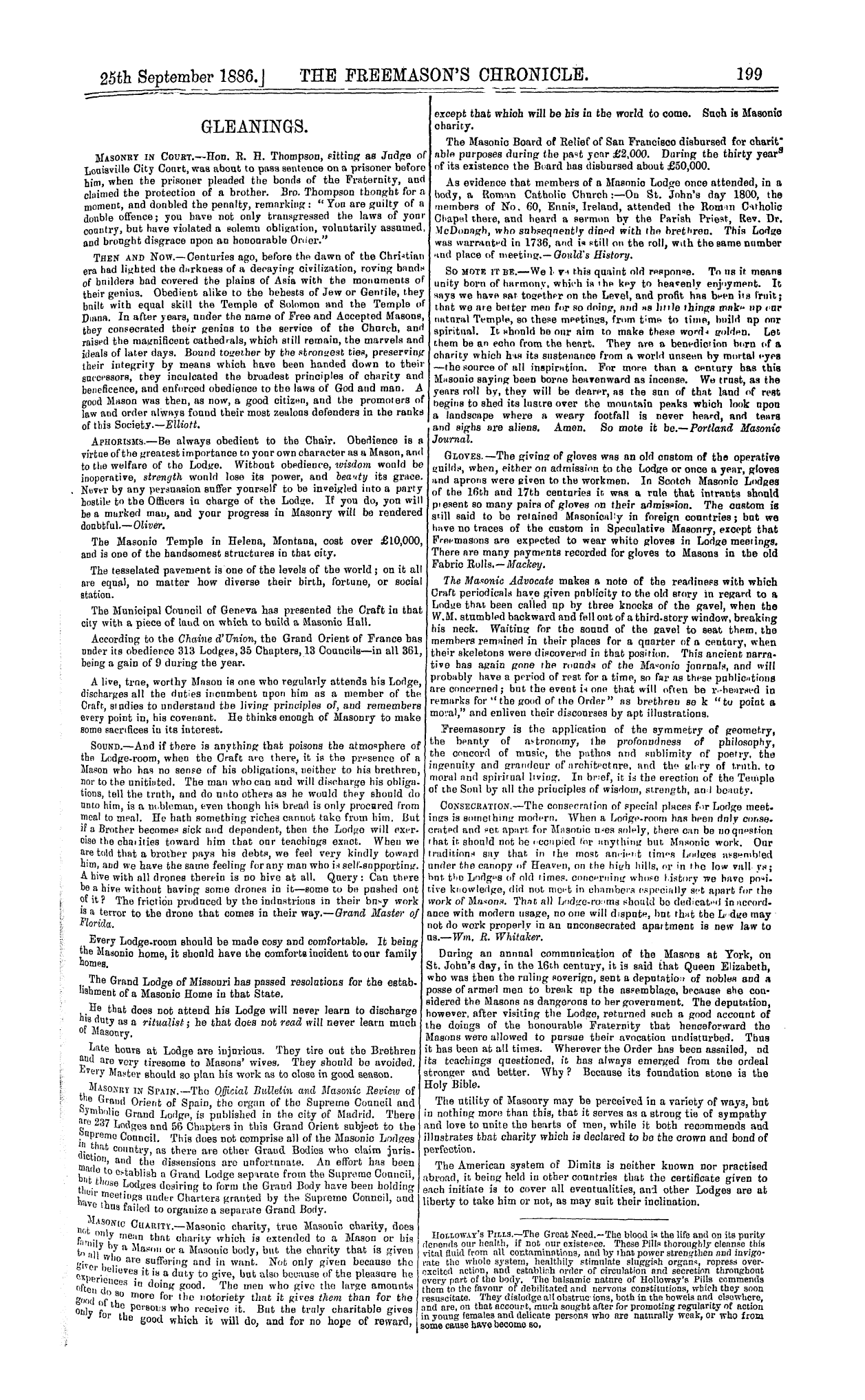 The Freemason's Chronicle: 1886-09-25: 7