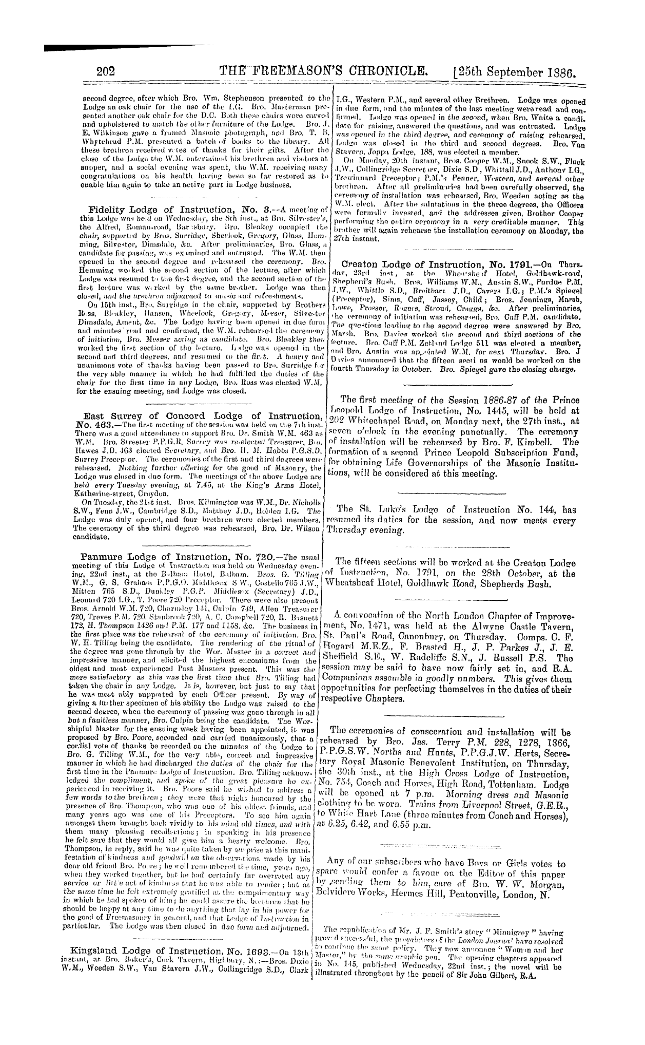 The Freemason's Chronicle: 1886-09-25 - Eboracum Lodge, No. 1611.