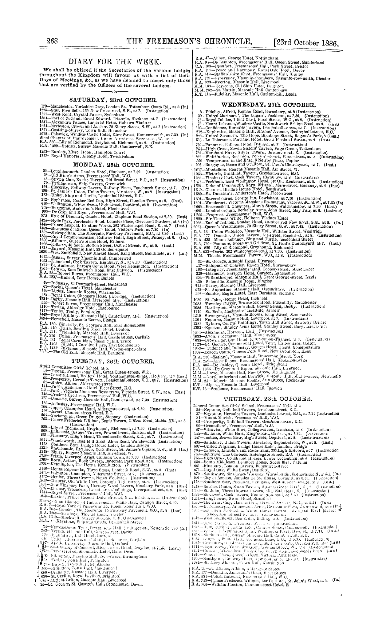 The Freemason's Chronicle: 1886-10-23: 12