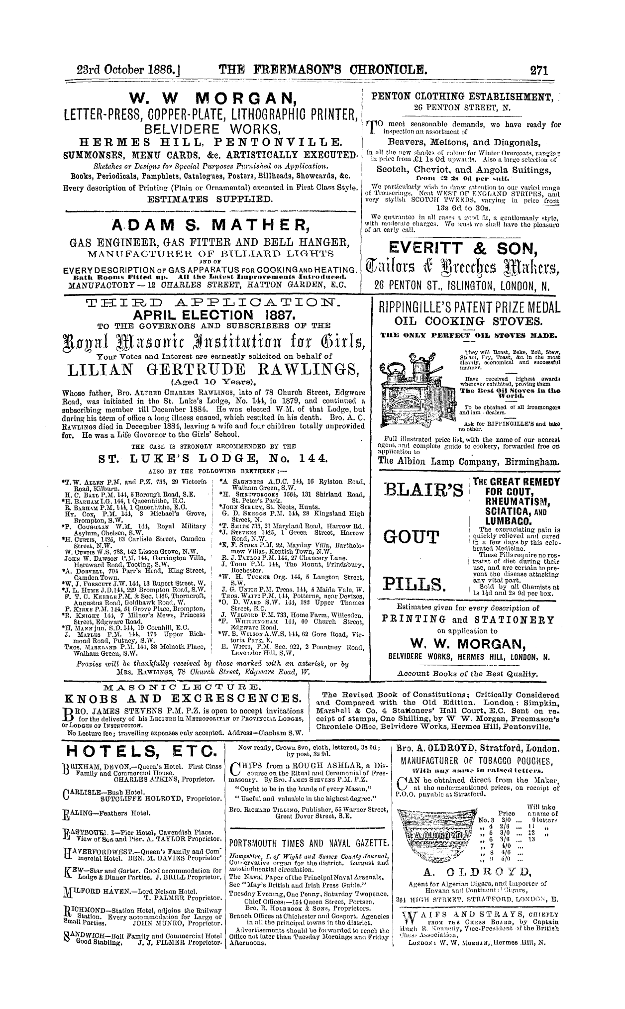 The Freemason's Chronicle: 1886-10-23 - Ad01509