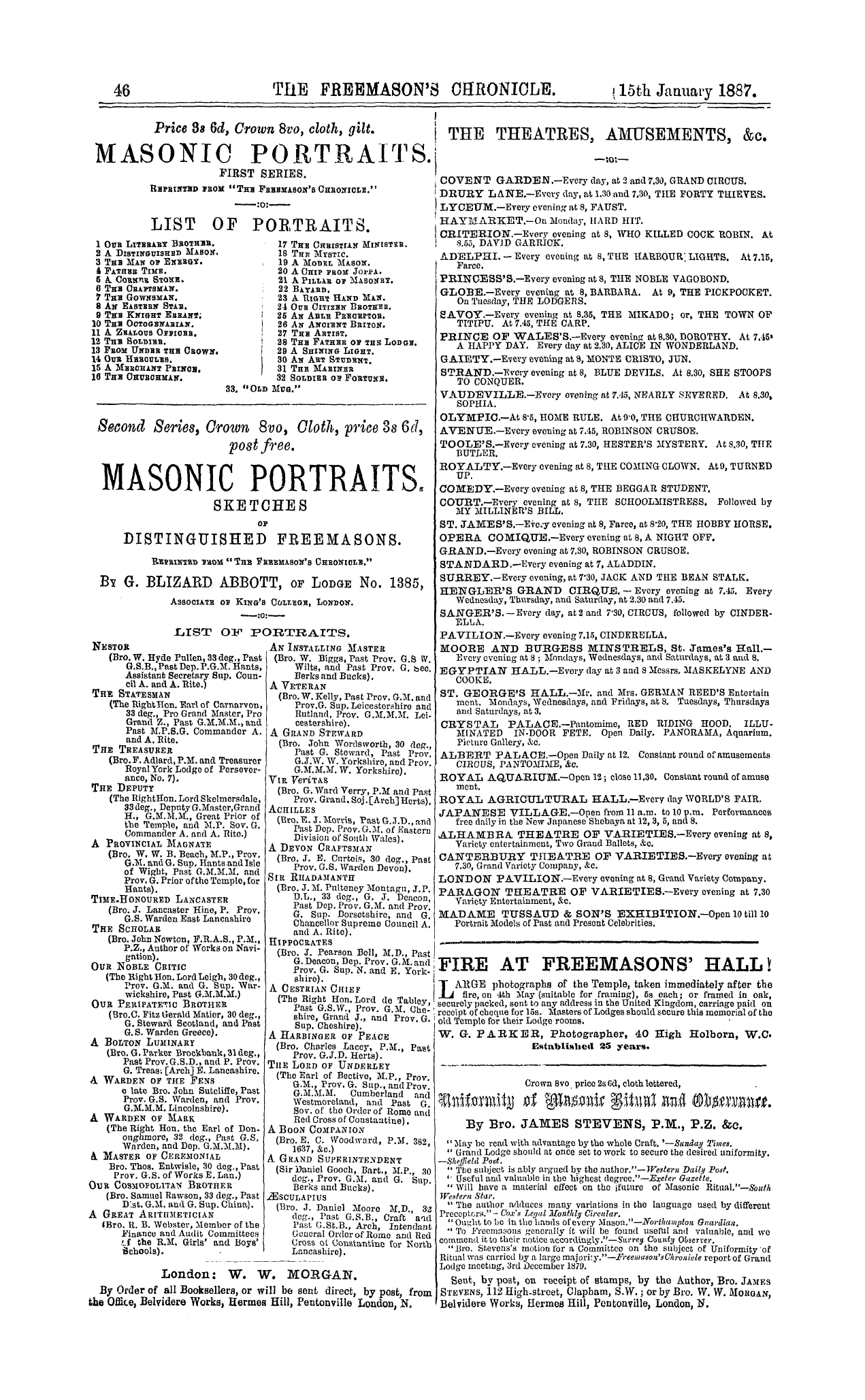 The Freemason's Chronicle: 1887-01-15 - The Theatres, Amusements, &C.