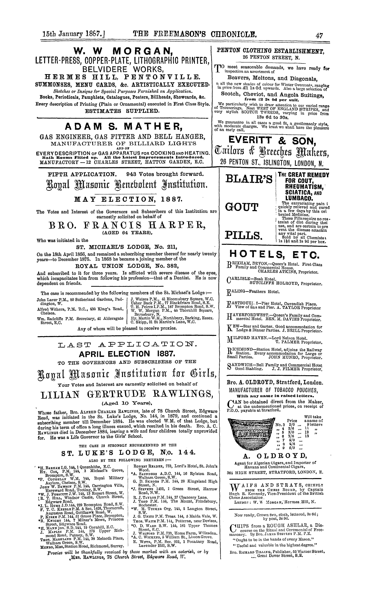 The Freemason's Chronicle: 1887-01-15 - Ad01504