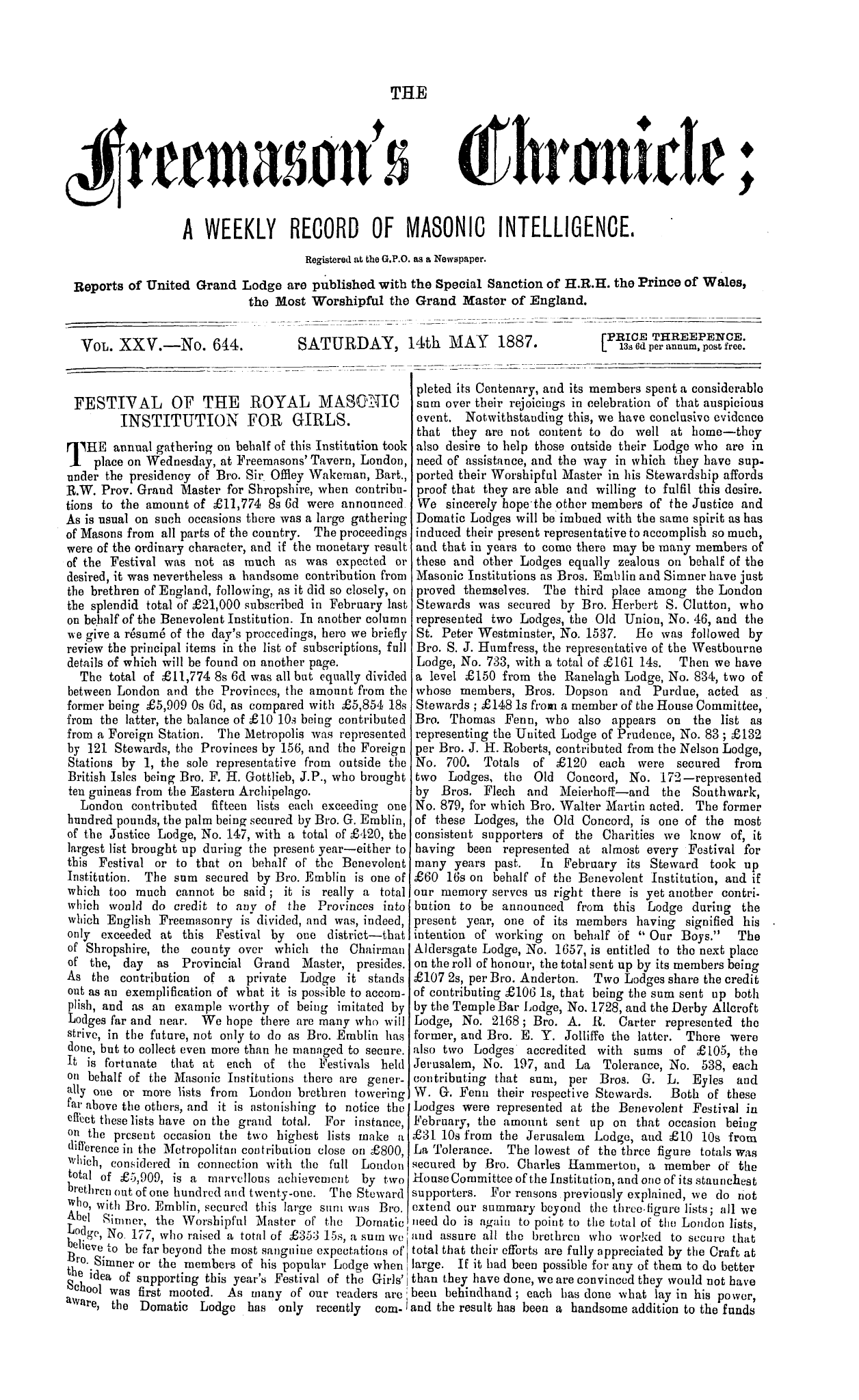 The Freemason's Chronicle