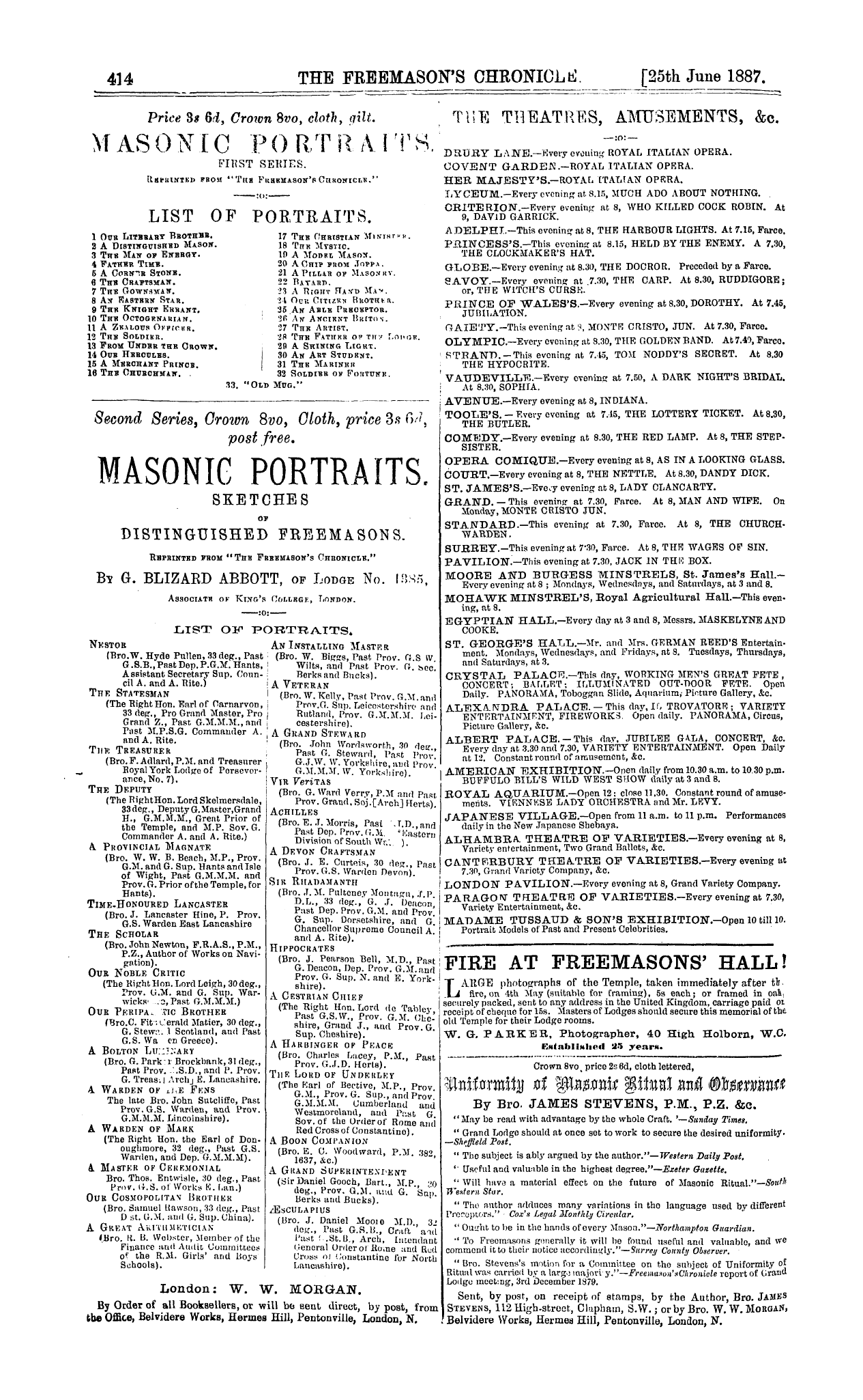 The Freemason's Chronicle: 1887-06-25 - Ad01403