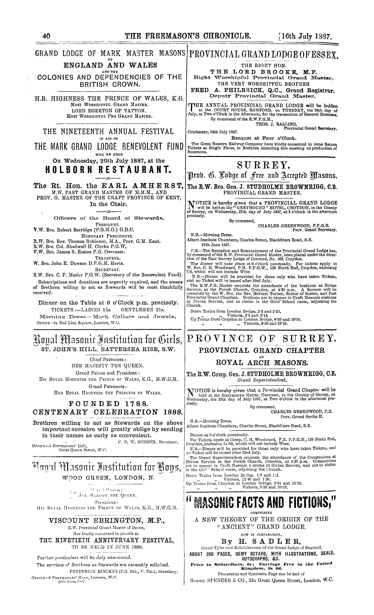 The Freemason's Chronicle: 1887-07-16: 8