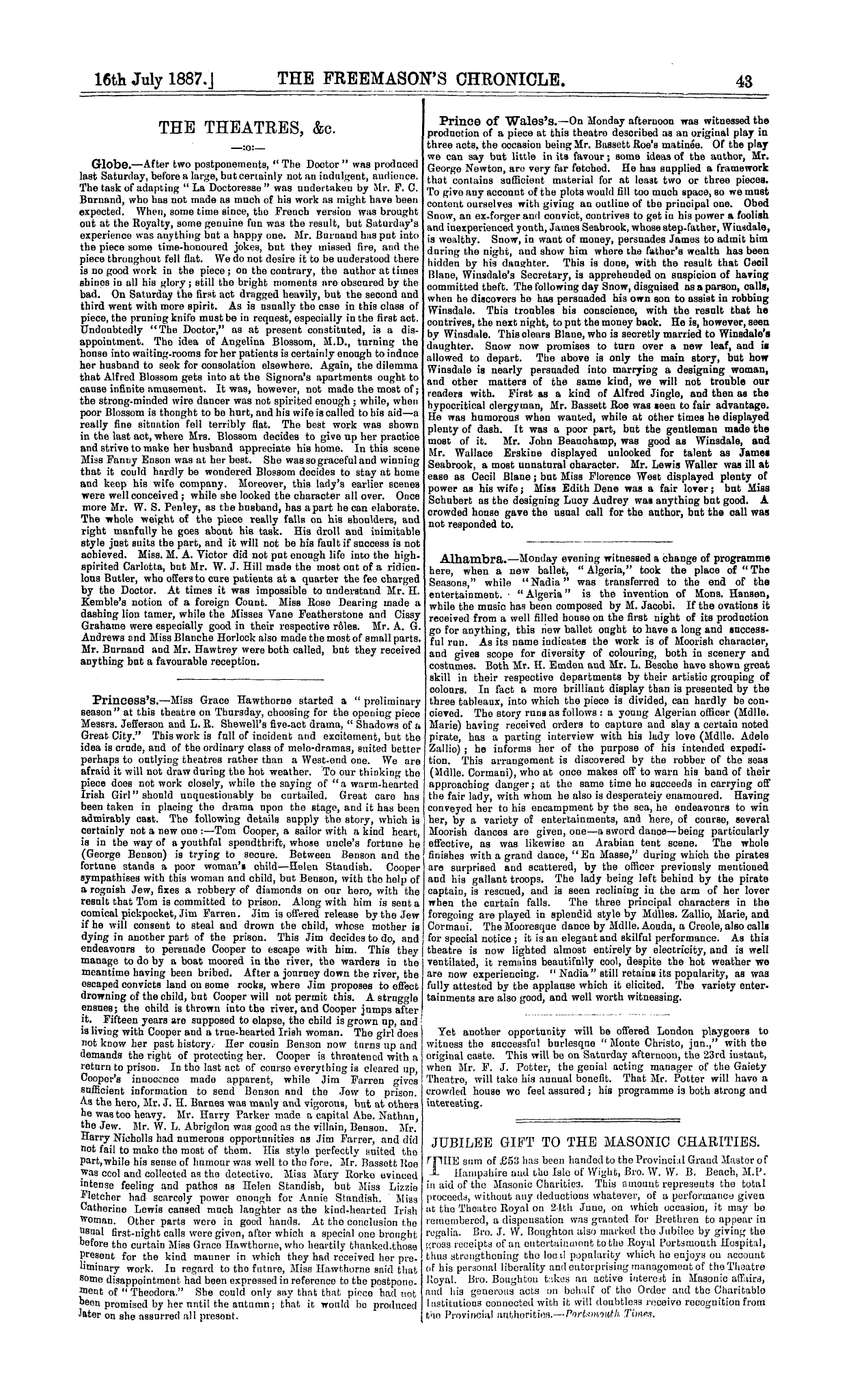 The Freemason's Chronicle: 1887-07-16: 11