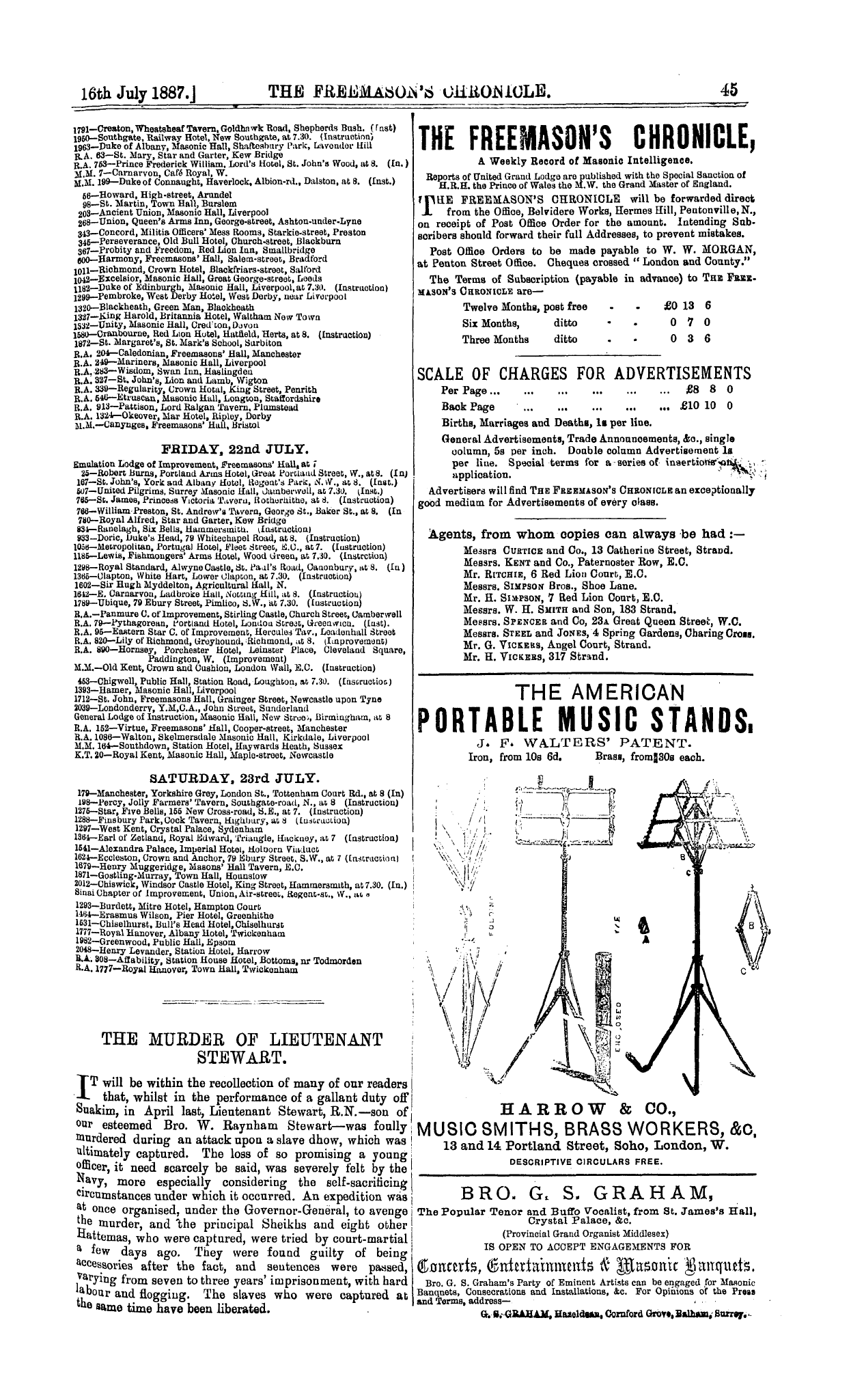 The Freemason's Chronicle: 1887-07-16 - Ad01304