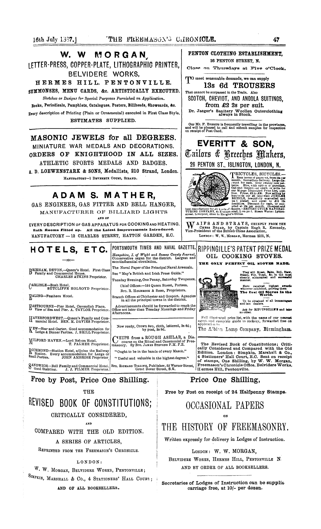 The Freemason's Chronicle: 1887-07-16 - Ad01508