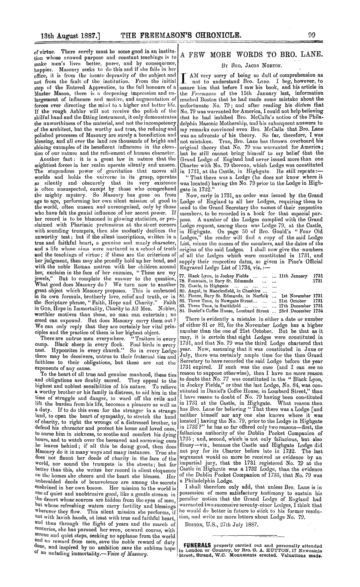 The Freemason's Chronicle: 1887-08-13: 3