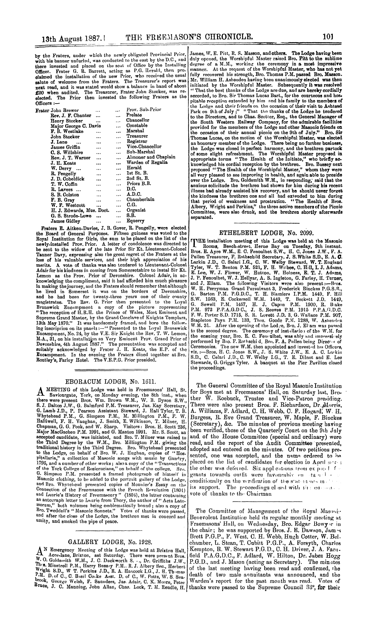 The Freemason's Chronicle: 1887-08-13 - Notes For Masonic Students.