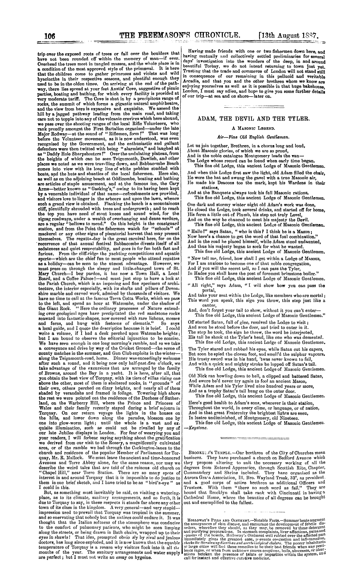The Freemason's Chronicle: 1887-08-13 - Holiday Haunts.—Torquay.
