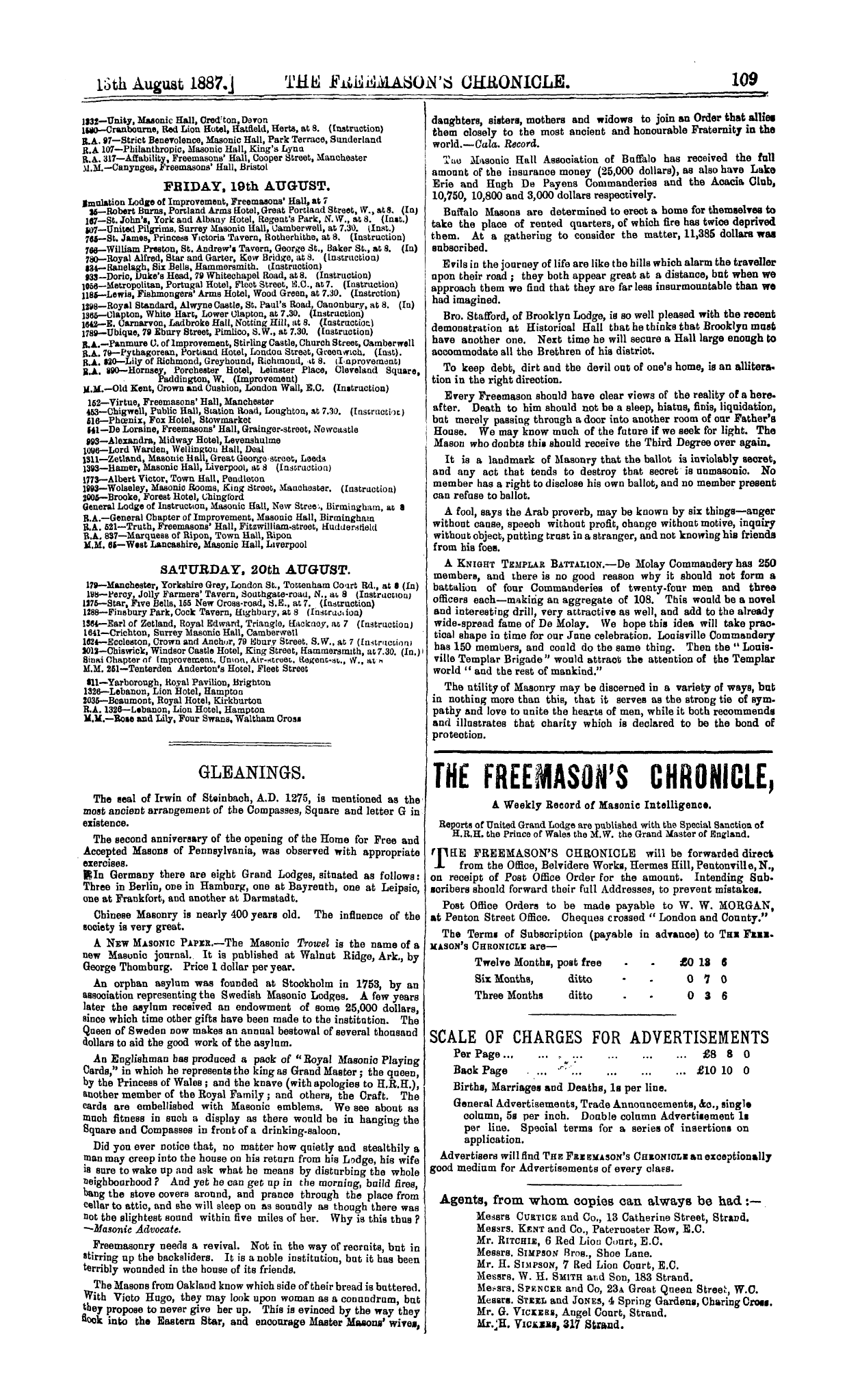 The Freemason's Chronicle: 1887-08-13: 13