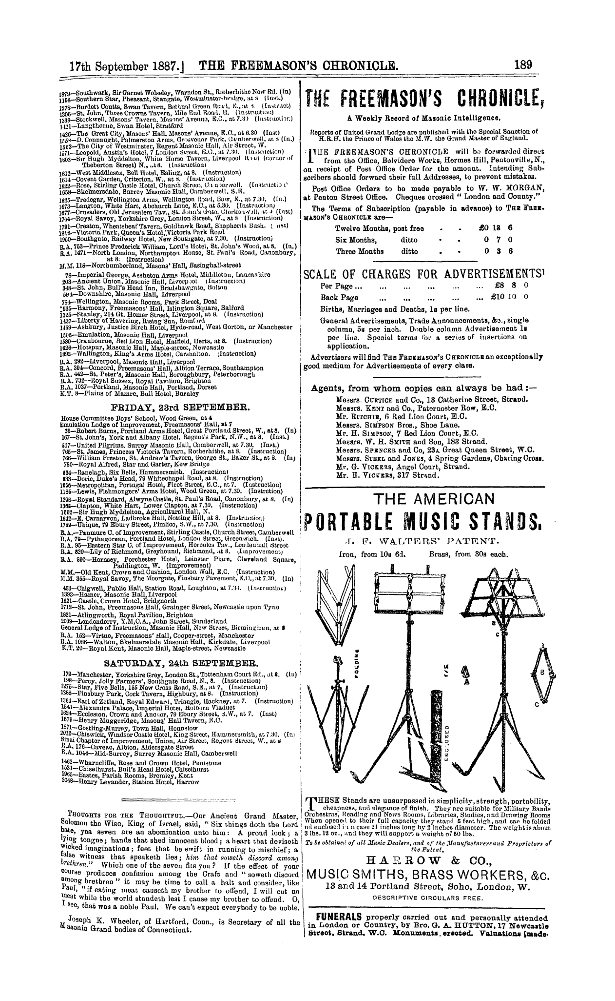 The Freemason's Chronicle: 1887-09-17 - Ad01303