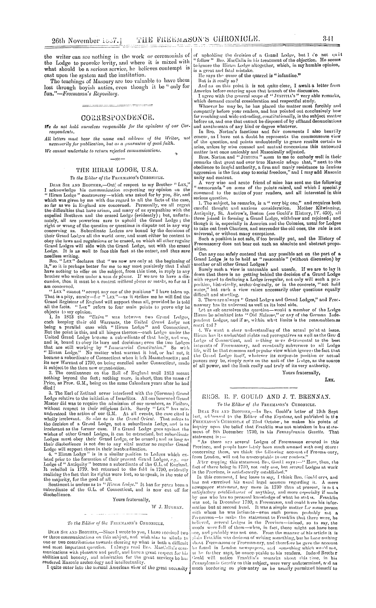 The Freemason's Chronicle: 1887-11-26: 5