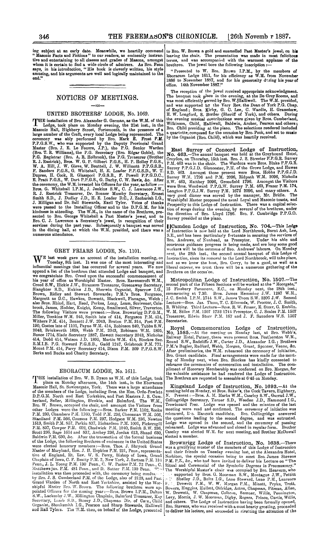 The Freemason's Chronicle: 1887-11-26 - Reviews.