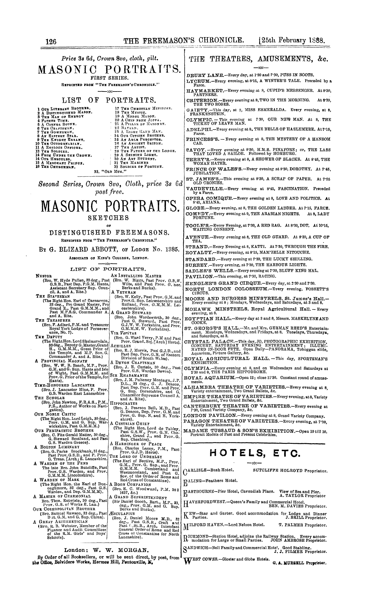 The Freemason's Chronicle: 1888-02-25 - Ad01402