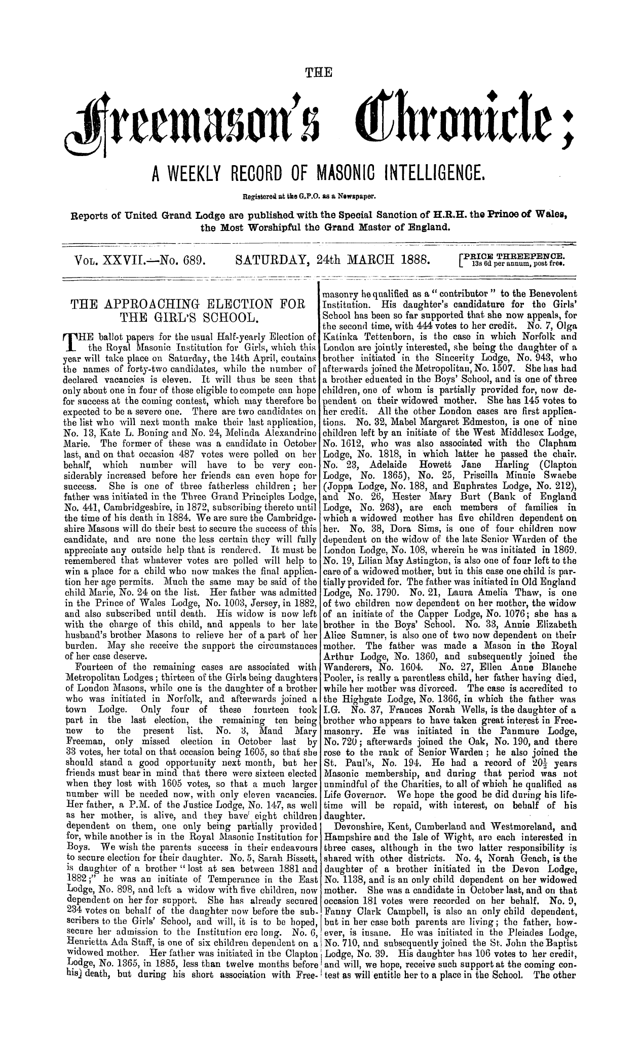 The Freemason's Chronicle