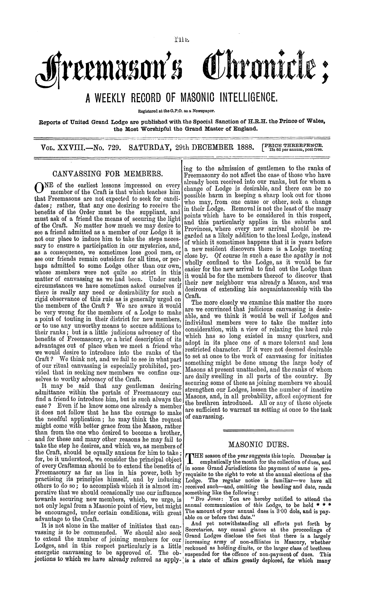 The Freemason's Chronicle