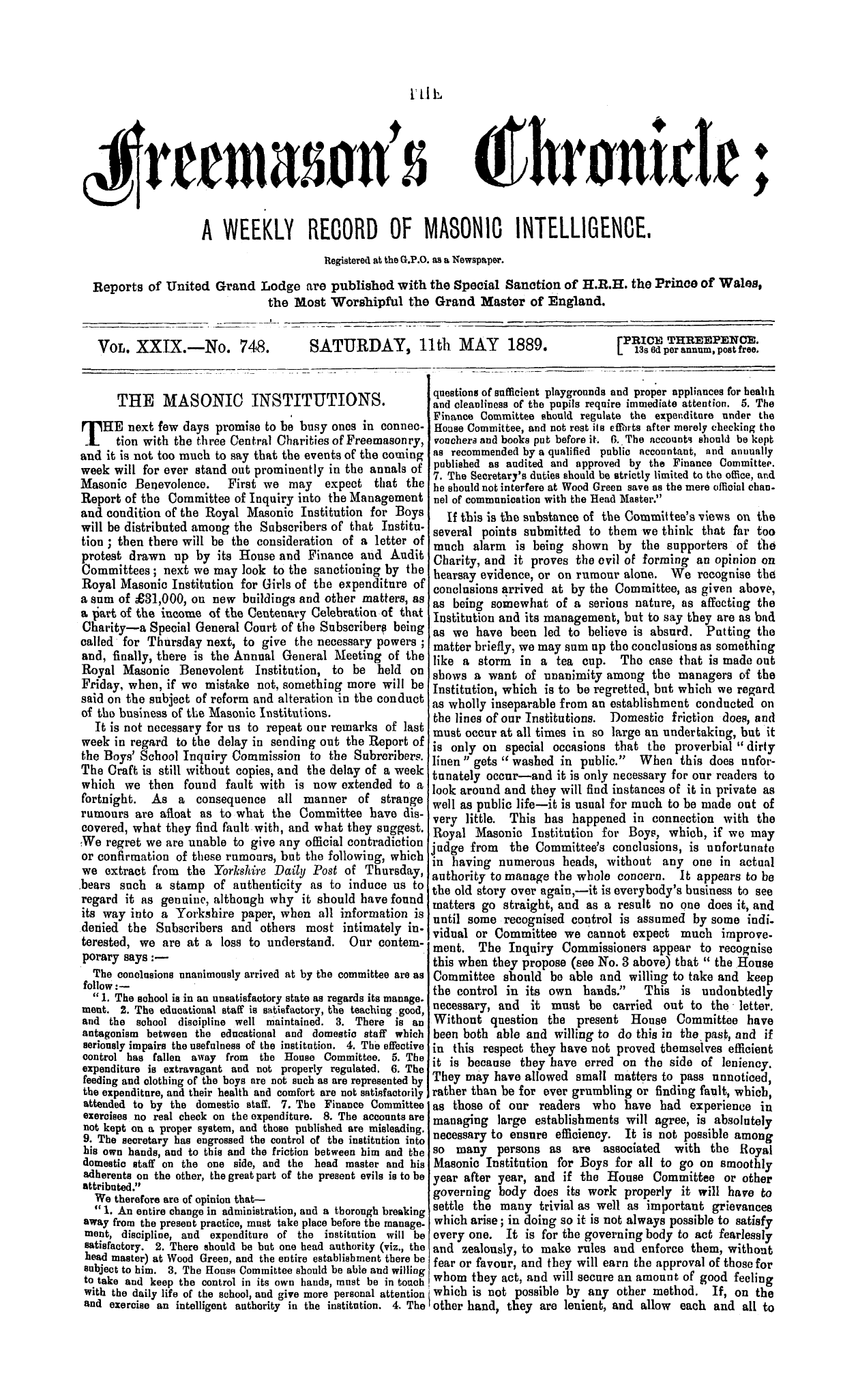 The Freemason's Chronicle: 1889-05-11: 1