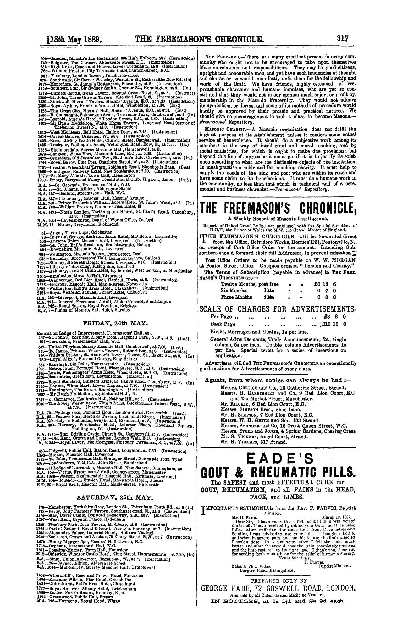 The Freemason's Chronicle: 1889-05-18 - Ad01304