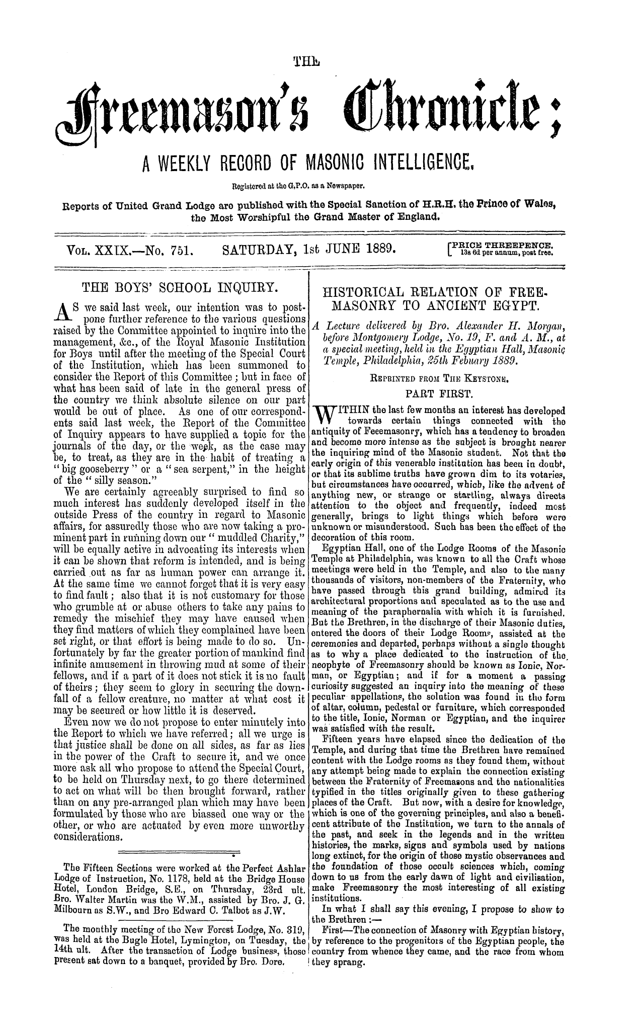 The Freemason's Chronicle: 1889-06-01: 1