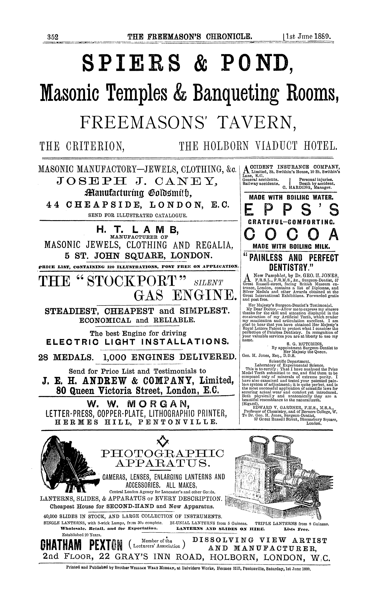 The Freemason's Chronicle: 1889-06-01 - Ad01604