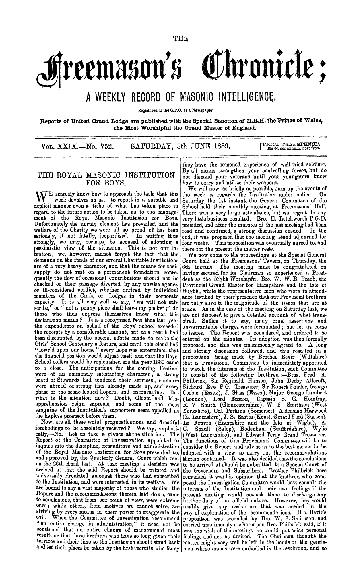 The Freemason's Chronicle