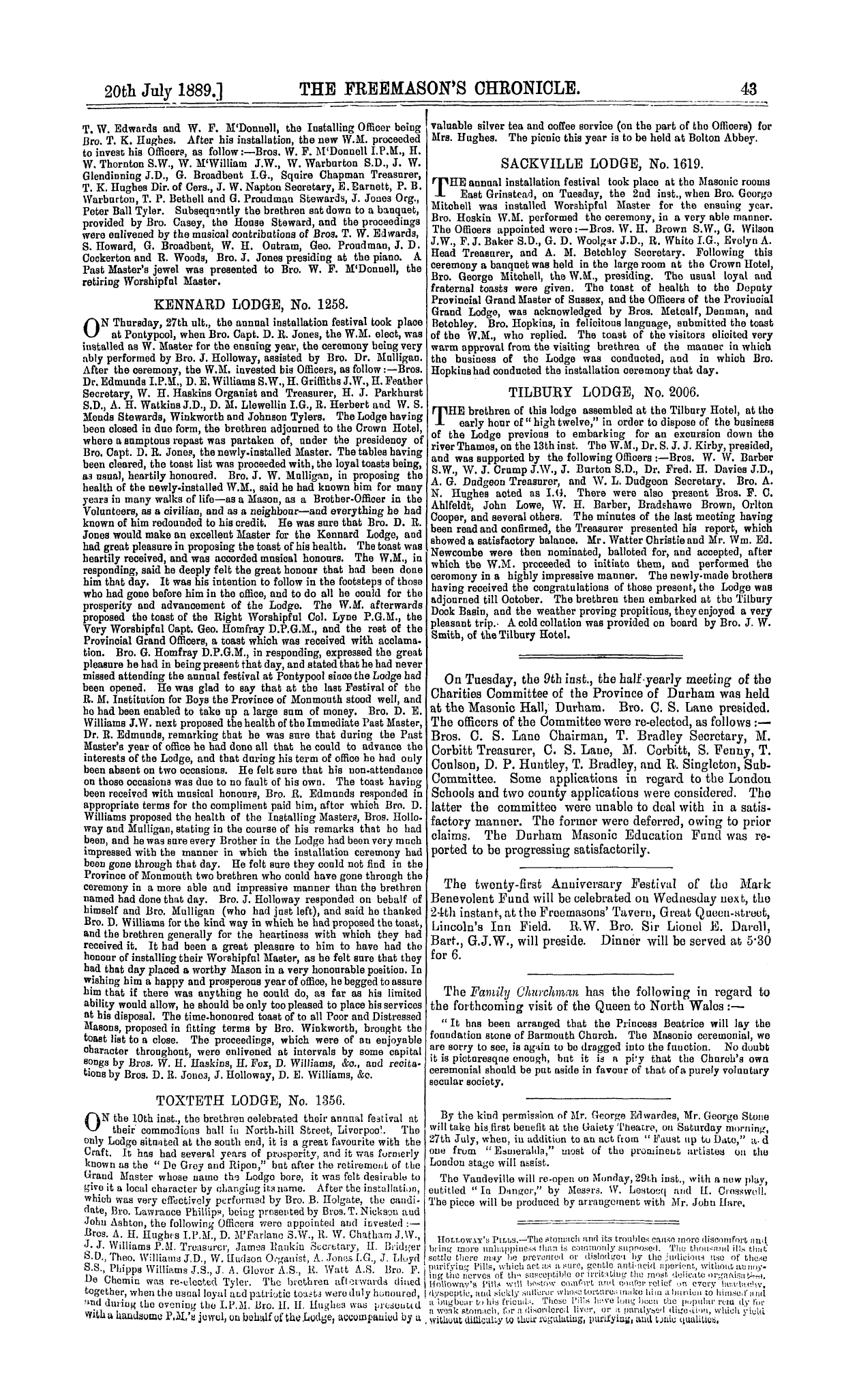 The Freemason's Chronicle: 1889-07-20: 11