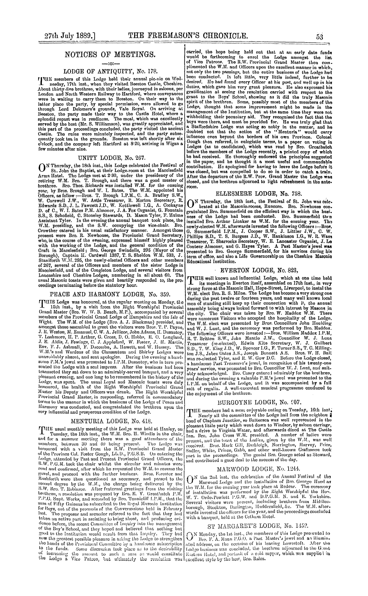 The Freemason's Chronicle: 1889-07-27: 5