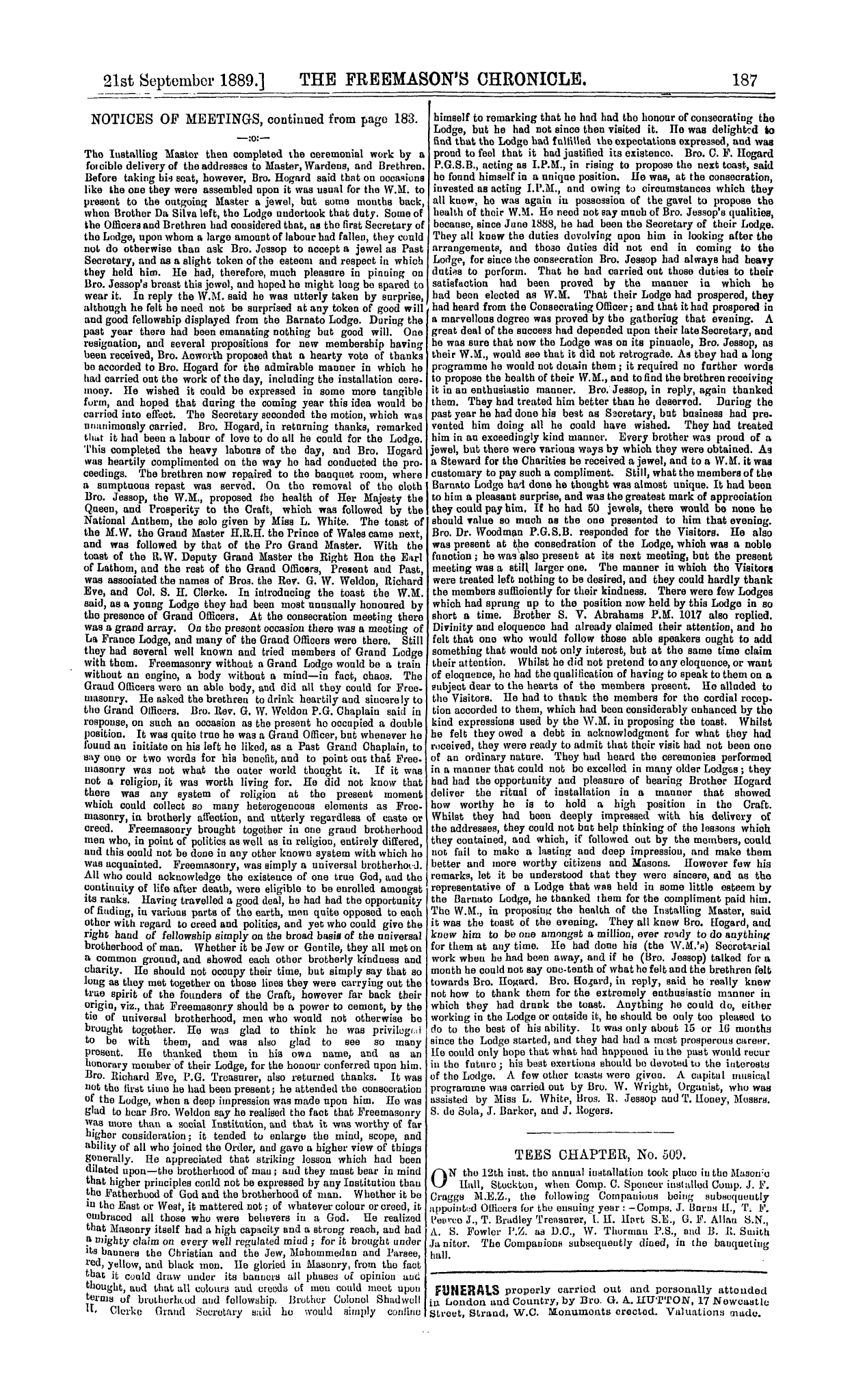 The Freemason's Chronicle: 1889-09-21 - Ar01103