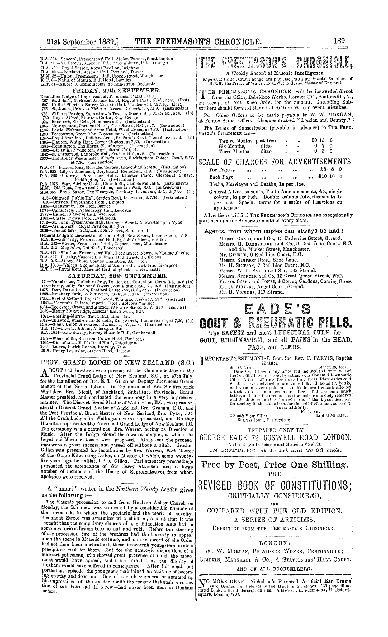 The Freemason's Chronicle: 1889-09-21 - Ad01303