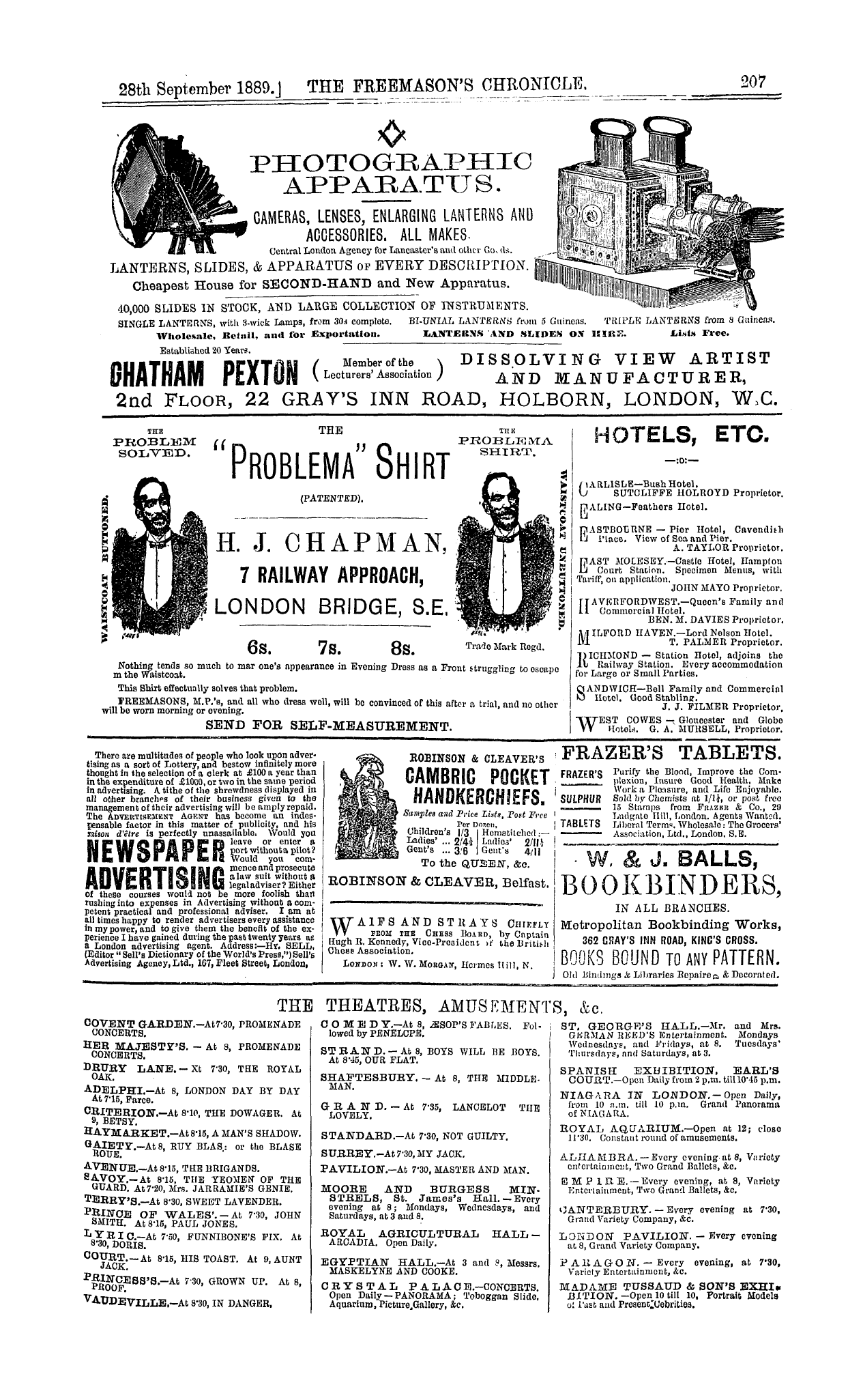 The Freemason's Chronicle: 1889-09-28 - Ad01500