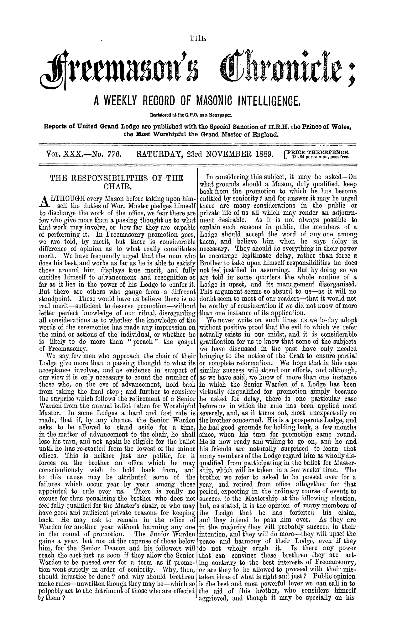 The Freemason's Chronicle