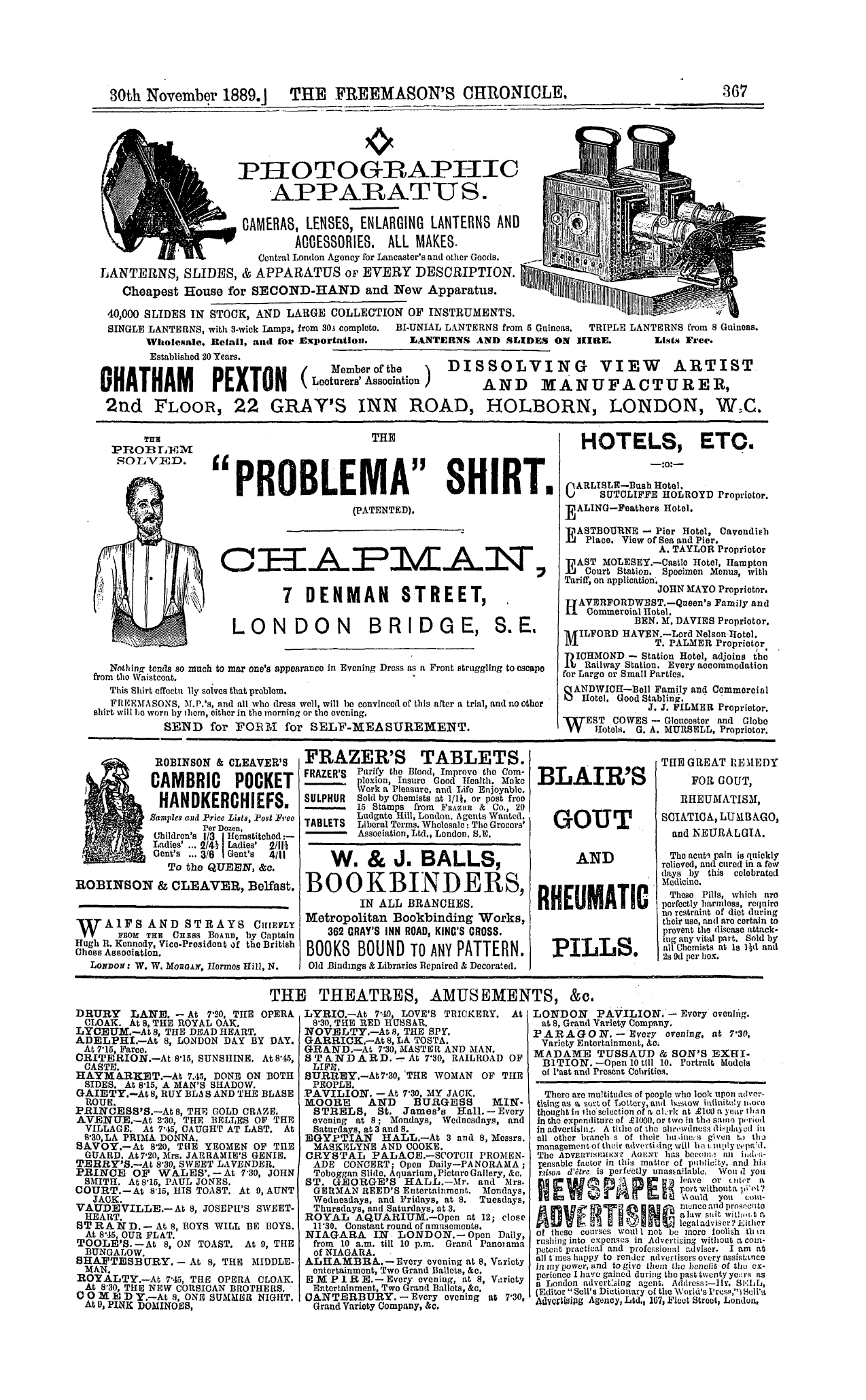 The Freemason's Chronicle: 1889-11-30 - Ad01500