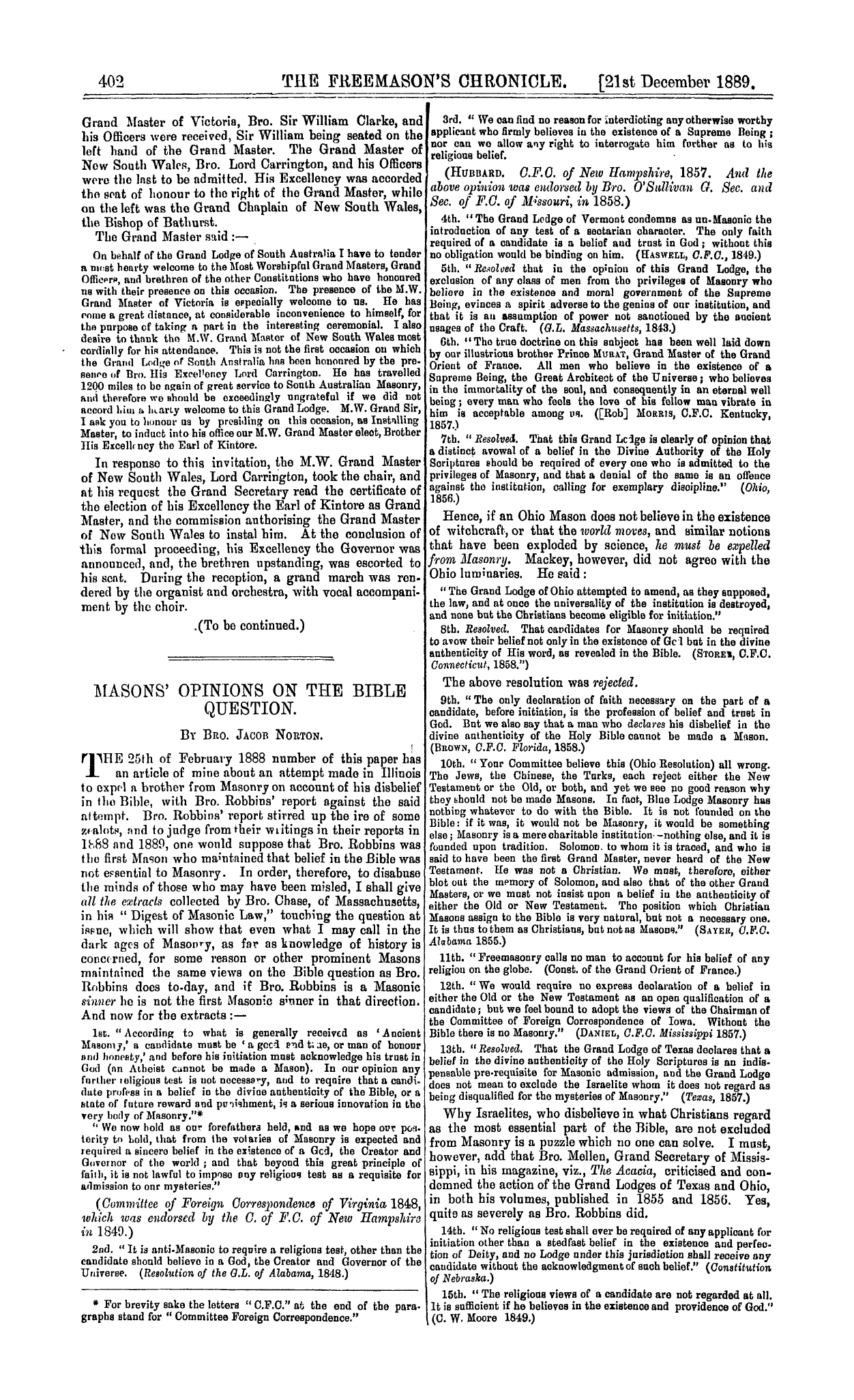 The Freemason's Chronicle: 1889-12-21: 2
