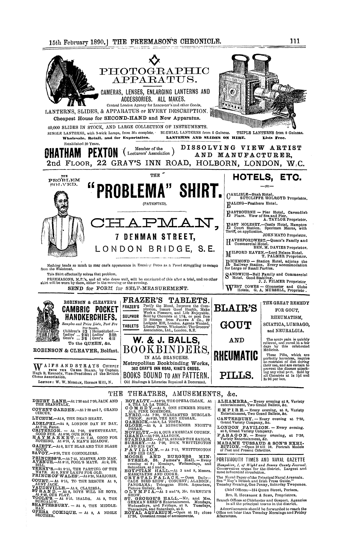 The Freemason's Chronicle: 1890-02-15 - Ad01504