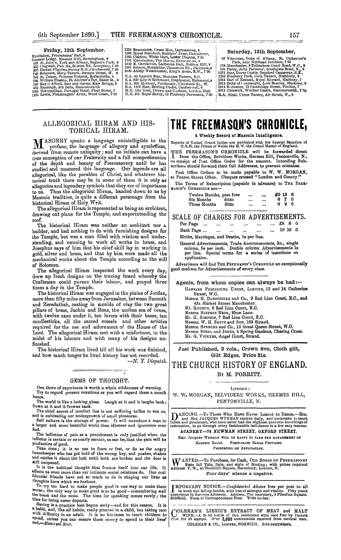 The Freemason's Chronicle: 1890-09-06 - Ad01306